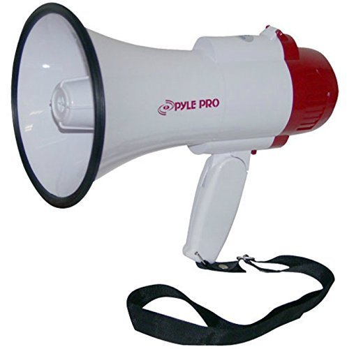 Pyle PMP35R MEGAPHON ROT 30 WATT MAX Sirene UND SPACHAUFZEICHNUNG 10 Sekunden MEGAFON BIS 750 Meter Ultra LEICHT MIT TRAGEGURT FUNKTIONIERT MIT BATTERIEN