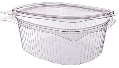 500 Verpackungsbecher Feinkostbecher Salatbecher PP klar eckig mit anhängendem Deckel verschiedene Größen - Inkl. Verpackungslizenz in D (375ml 127x105x61mm)