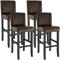 tectake® 4er Set Barhocker, Bistrohocker, Tresenhocker, Barhocker mit Lehne, gepolsterter Barstuhl, Bistrostuhl mit Fußstütze, Holz und Kunstleder, Stuhlbeine aus Massivholz, 107 cm hoch - braun