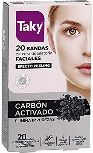 CARBON ACTIVADO bandas cera faciales depilatorias 20 uds