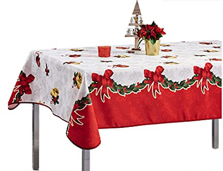 Weihnachts-Tischdecke, rechteckig, schmutzabweisend, Glocke, 150 x 300 cm