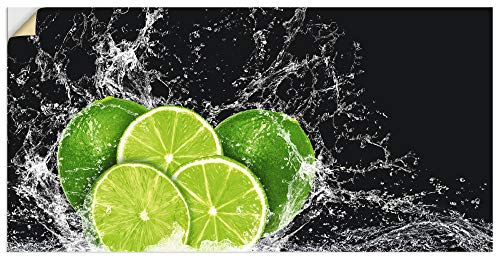 ARTland Wanddeko Wandtattoo selbstklebende Vinylfolie 100x50 cm Querformat Obst Früchte Limette im Wasser Küchenbilder Essen Lebensmittel H9KL
