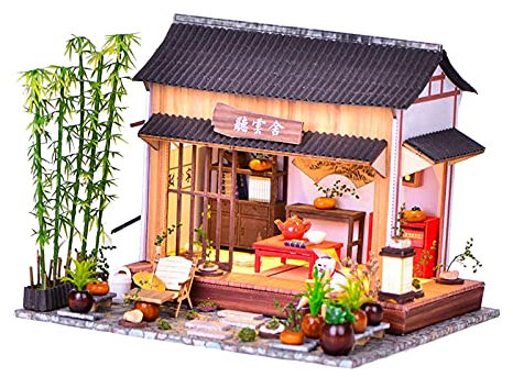 Sharplace Dollhouse Miniature avec des Meubles Jardin Décoration, Bricolage en Bois Dollhouse Kit Chinois Style Chalet, 1:24 Échelle Creative Chambre