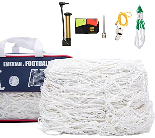 EMEKIAN 2 Stück FußBall-Ersatz-Tornetz, Schwerlast StrapazierfäHiges Polyester-FußBallnetz, Netz in voller Größe für Spieltraining, 7,5 M X 2,6 M (11v11), Enthält Keine Torpfosten