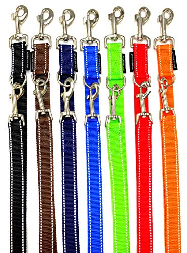 Hundeleine reflektierend große Hunde Doppelleine 2m / 2,40m / 2,80m / 3,50m / 5m verstellbar Made IN Germany (Schwarz 25mm, 3,50m)