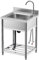 Évier de cuisine sur pied en acier inoxydable avec robinet, lavabo de cuisine avec étagère de rangement, bac à linge pour intérieur et extérieur (55,9 cm)