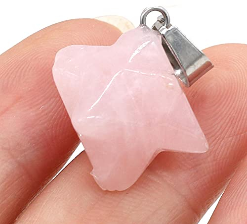 2Pcs Natural Stone Merkaba Pendant Malachite Opal Crystal for Making Necklace Earrings Jewelry Accessories-Rose_Quartz