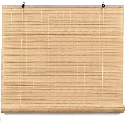 The Secret Home - Persiana Estor de Bambú Natural - Persiana Enrollable - Ancho 150 x Largo 200 cm - Color Marrón Claro - Decoración para Ventanas o Puertas - Ideal para Casas de Campo