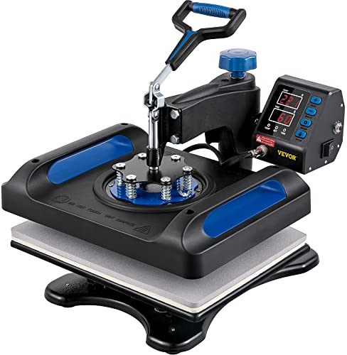 VEVOR Heat Press Machine 12x15 Inch Fast Heating 360 Swing Away Digital Sublimation T-Shirt Vinyl Transfer Printer with Anti-Scald Surface, Canvas Bag, Pillow, Banner, ETL Listed, Blue