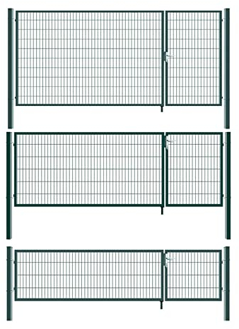 Aileenstore Gartentor Zauntor Einfahrtstor Stabmattenzaun Doppelflügel Grün 3,5 m Breite, Größe:1800 x 3500 mm