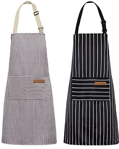 Riqiaqia 2 Pack kochschürze damen, küchenschürze mit 2 Taschen zum Kochen, Backen, Malen, Hausarbeit