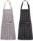 Riqiaqia Grembiuli da Cucina da Cucina 2 pezzi, Grembiule da Cuoco Morbido Regolabile Grembiule da Cucina per Barbecue con 2 Tasche per Uomo Donna (Strisce Marroni/Nere)