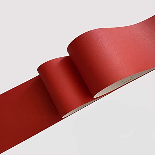 Guest Ruyunlai Tapetenbordüre selbstklebend Vinyl Sockelleiste Dekorative Bordüre Selbstklebende Home Bordüre selbstklebend für Küche für Badezimmer Wohnzimmer matt rot 8cm X 500cm
