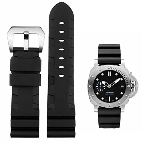 HEYOZURY Bracelet de Montre Pour Panerai Silicone Imperméable de 22mm 24mm Choix de Couleur et de Largeur Ruban en Caoutchouc Ruban de Remplacement en Caoutchouc Ruban de Montre pour Hommes