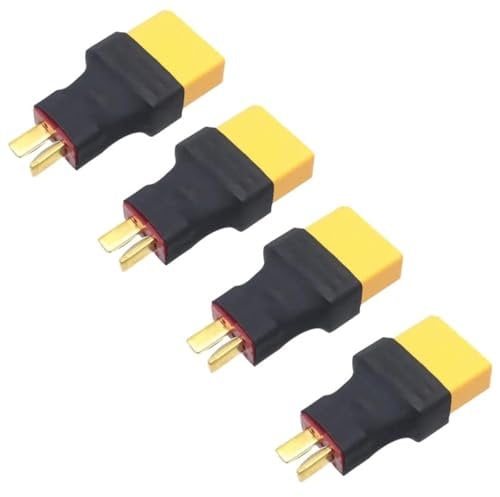 LINSYRC 4pcs Deans Style T-Plug Male Connector to XT90 Female Connector Adapter for RC Lipo NiMH Battery Charger