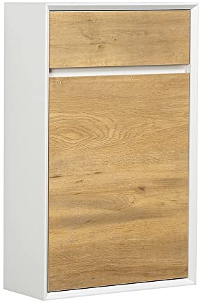 Dali Bathroom WC Unit Box Back To Wall Toilet Cistern Cover, White & Oak Effect - 500mm