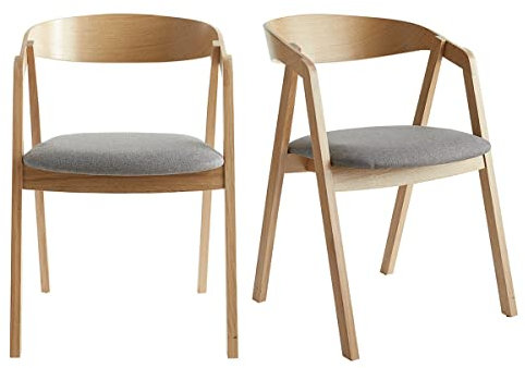 Miliboo Lova skandinavische Stapelstühle aus hellem Holz und grauem Stoff (2 Stück)