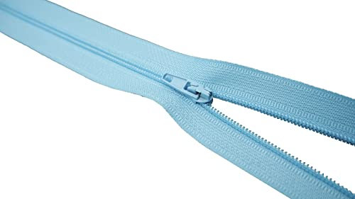 King of Trade Reißverschluss Nylon Schiene 4 mm Nicht teilbar fein Zipper 30 cm 16# Hellblau