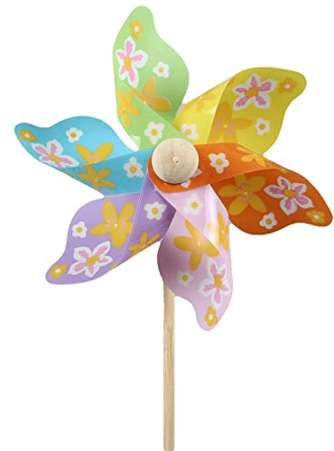 Floral-Direkt 12 Windräder Stecker bunt ca Ø9cm Lca28cm Holz Kunststoff Windmühle Pick Stab