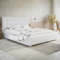 MOTIVENA Deli Polsterbett 200x200 mit Bettkasten, Bett 200x200 mit Lattenrost, Bett 200x200 mit Stauraum, Stauraumbett 200x200, mit Kopfteil, ohne Matratze, Kunstleder, Weiß (Weiss)