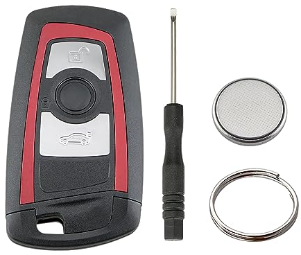 3 Tasten Smart Remote Autoschlüssel Gehäuse Für BMW CAS4 F 3 5 7er E90 E92 E93 X5 F10 F20 F30 F40-Rot (Rot Mit Batterien)