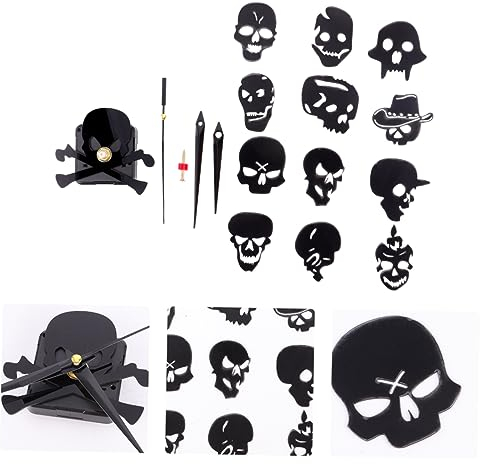 Uhr Mit -Wandaufkleber Rahmenlose Wanduhr Wanduhr Für Wohnzimmer-Dekoration Übergroße Große Wanduhr Halloween-Schädel-Uhr Wandaufkleber Uhr Große Uhr Aus Glas 3D