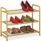 Relaxdays Zapatero, 6 Pares Zapatos, Bambú, 48 x 60 x 25 cm, Soporte Metal Calzado, Estrecho, 3 Baldas, Pasillo, Dorado, Acero, 48x60x25 cm