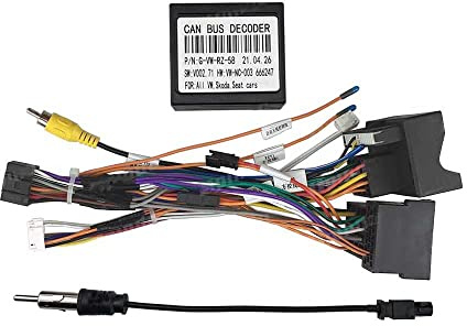 16-poliges Autoradio-Stereo-Kabelbaumkabel mit CAN-Bus-Decoder, kompatibel mit VW Jetta/CC/Polo/Passat/Golf, Skoda