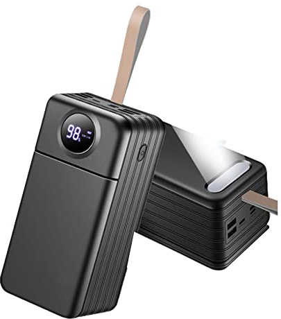 Power Bank, 100000mAh Portable Charger with Outputs & Inputs, Fast Phone Chargeur with Flashlight, USB C External Battery Pack for Outdoor Camping(Size:Black,Color:100000Mah)
