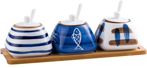 PIPONS Zuckerdose Salztopf Gewürzflaschen-Set, Gewürzglas, Gewürzflasche, Box, Glas, Keramik-Gewürz-Aufbewahrungsbehälter Salzdose Spice Jars