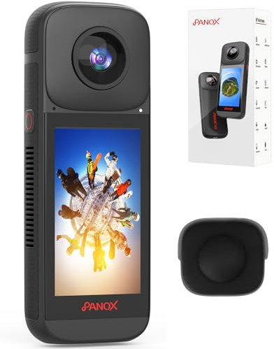 PANOX V2 360 Vlog Camera - 5.7K 360 Video, 72MP 360 Photo, One-Click Quick Share, 4K Live Streaming, 3.0 Touchscreen (1*Camera+1*Protector)
