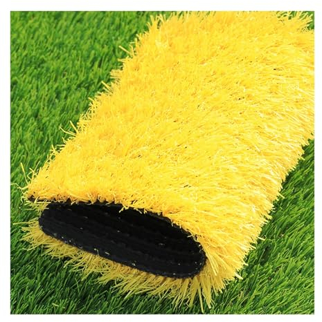XLIHAWY Kunstrasen-Rasen, Indoor Outdoor Realistischer dicker Grasteppich, selbstentleerend, schneidbar DIY Kunstrasenmatte für Gartenlandschaft (Farbe: Gelb, Größe: 50,8 x 69,8 cm)