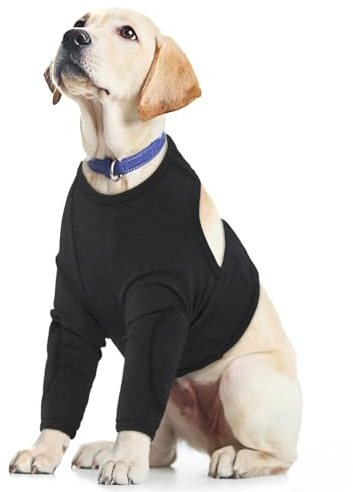Erholungsanzug für Hunde, Ellenbogenschützer, Kniebandage, Vorderbein-Armschutz - Verhindert Lecken, Biss, Nässe und Infektion (Schwarz, L)