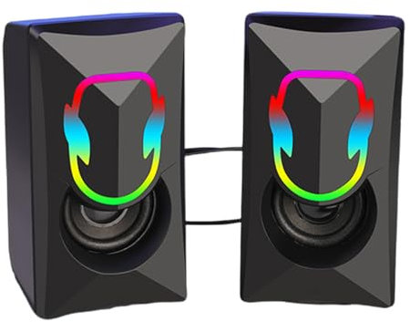 1 Pair Colorful RGB Light PC Desktop Speaker USB Corded Computer Loudspeaker 52mmx2 Diaphragm With Dynamic Effects Desktop Loudspeaker For Pc