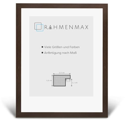 RahmenMax Skane Puzzlerahmen 48x64 cm Bilderrahmen Eiche Dunkel Wenge Dekor Hintergrund Weiss Antireflex Kunstglas