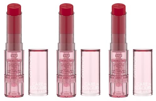 Catrice Care In Colours Lip Balm, Nr. 040, Rot, feuchtigkeitsspendend, pflegend, natürlich, glänzend, vegan, ohne Alkohol, ohne Konservierungsstoffe, ohne Parabene, 3er Pack (3x3g)