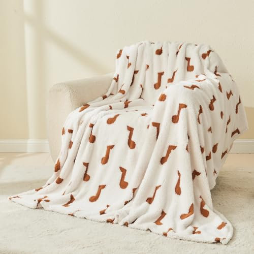 PLEVONITH Überwurfdecken für Bett – 3D-Musikmuster, Herbstdecke für Raumdekoration, dicke Decken, Doppelbettgröße, 152,4 x 203,2 cm, 300 g/m²
