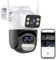 JOLIANE 6MP Camera Outdoor 12MP Three Lens Dual Screens 8X Zoom CCTV Video Cam Auto Tracking Security Protection Surveillance for Home Security(6K 12MP Add 128G)