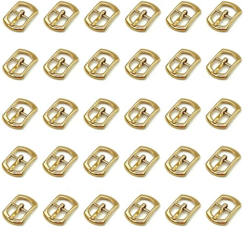 Niuhong 30 Pcs Rollschnalle Gürtelschnalle Klein Leder Metall Mini Schnallen Hardware Dornschließe Quadratische Schuhschnallen Herstellung Gürtel Schuh Taschen Handwerk DIY Zubehör (A Golden 10mm)