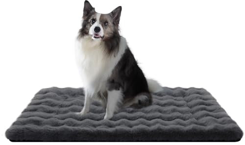 Mora Pets Hundebett Flauschig Hundedecke Waschbar Hundematte Hundekissen Weiches und Warmes für Kleine Mittelgroße Grosse Hunde Decke Kuschelig und rutschfest Dunkelgrau 107 x 71 cm