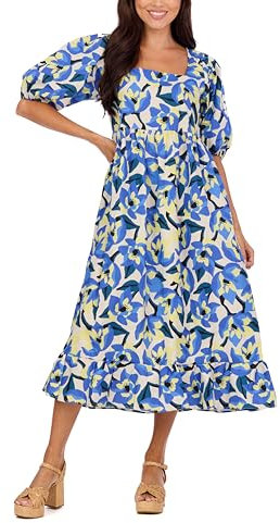 Mud Pie Robe midi imprimée Gentry pour femme, rose poudré, Taille L