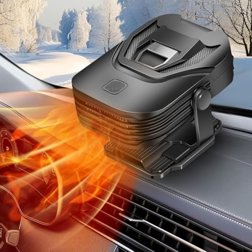 Chauffage de voiture portable 12 V 150 W - Chauffage rapide - Dégivrage et désembuage - Ventilateur de pare-brise avec prise allume-cigare - Rotation à 360 degrés