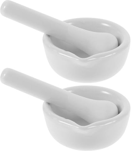 minkissy Mortier Et Pilon En Porcelaine Lot De 2 Ou 4 Bol À Broyer Pour Médicaments 7.50 X 7.00 X 3.50 Cm Pour Cuisine Et Laboratoire Facile À Nettoyer