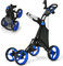 COSTWAY Golf Trolley, 4 Rad Golftrolley, Golfwagen klappbar, Golfcaddy aus Aluminum, Golfcaddy mit Schirmhalter, T-Stückhalterung und Aufbewahrungstasche (Blau)