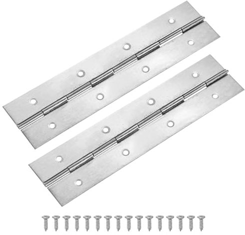 M METERXITY 2-Pack Charnières Piano, 8 Pouces / 200mm Charnière Continue En Acier Inoxydable Avec Trous Et Vis Pour Portes [2x 0.04/ 50x 1mm Largeur Ouverte Épaisse, Ton Argenté]