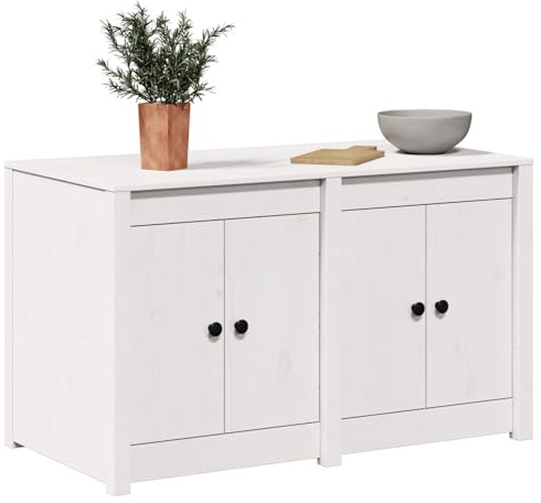vidaXL Kitchen Cabinet MEPPEL White 106 x 55 x 64 cm Solid Pine wood | Loads of storage space, Sturdy build for everyday use, Chic minimalist look