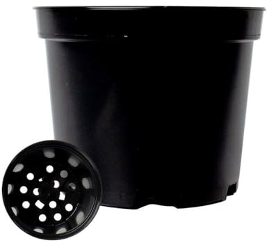 Round Plastic Plant Pot 5L Black Gardening Hydroponics 23cm x 18cm