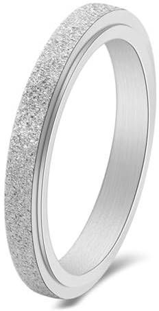 Calefee Anxiety Ring Damen Anti Stress, Kleine Ringe für Finger Schmal Edelstahl Bandring Drehbar Matt 3 mm Breit, Größe 49