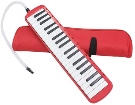CLISPEED Melodica de Teclas Rojo con Bolsa de Transporte Instrumento Musical Ligero y Portátil para Principiantes y Amantes