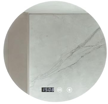 MAGIC SELECT Espejo de Baño con Luz. Espejo Redondo de Pared con Enchufe, 3 Tonos de Color, Ajuste de Brillo y Antivaho, con Indicador de Hora y Temperatura. Ideal para Baño o Tocador (100cm)